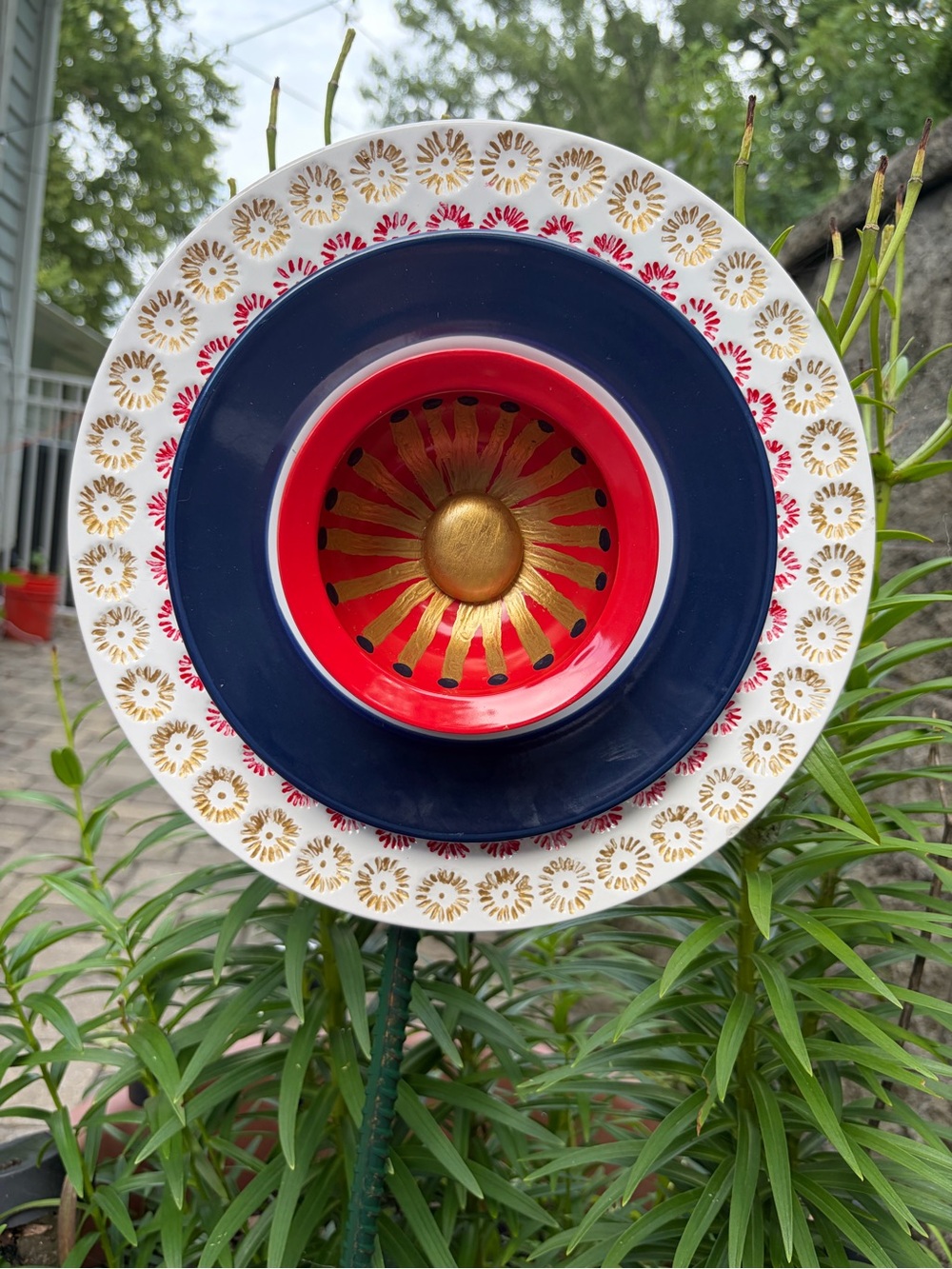 Unique Bohemian,10.5 inch glass plate.  Homemade, hand painted